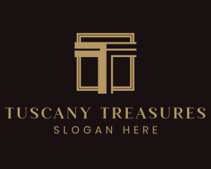 Luxury Column Square Letter T logo design