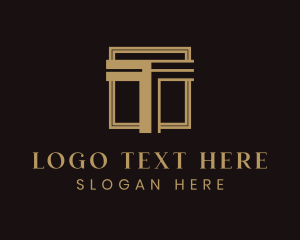 Letter T - Luxury Column Square Letter T logo design