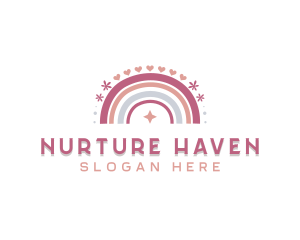 Postpartum - Rainbow Boho Daycare logo design