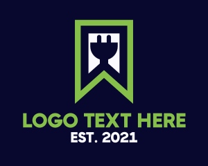 Green Energy - Electric Plug Bookmark logo design