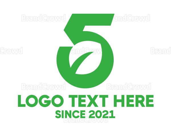 Modern Leaf Number 5 Logo