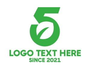 Fifth - Modern Leaf Number 5 logo design