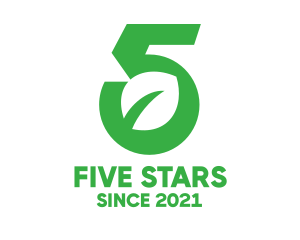 Five - Modern Leaf Number 5 logo design