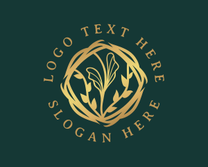 Foliage - Golden Floral Leaf logo design