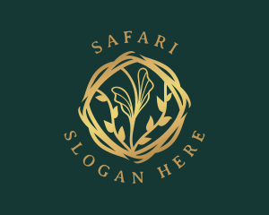 Golden Floral Leaf Logo