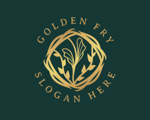 Golden Floral Leaf logo design