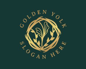 Golden Floral Leaf logo design