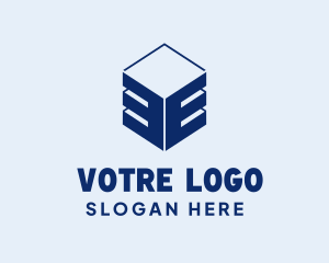 Blue Cube Letter E  Logo