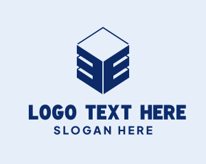 Box - Blue Cube Letter E logo design