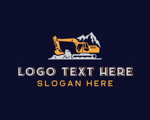 Digger - Mountain Backhoe Excavator logo design