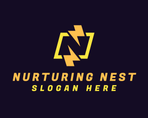 Electric Voltage Letter N logo design