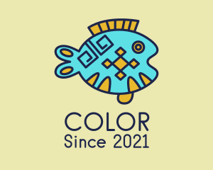 Fisherman - Tribal Fish Drawing logo design