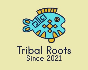 Tribal Fish Drawing  logo design