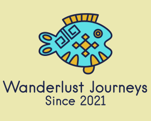 Marine Life - Tribal Fish Drawing logo design