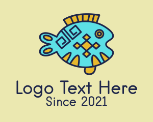 Marine - Tribal Fish Drawing logo design