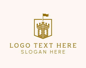 Kingdom - Tower Flag Shield logo design