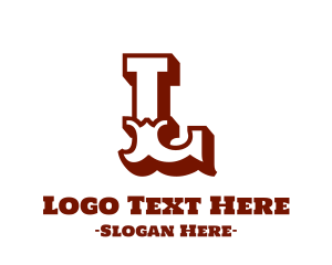 Saloon - Texas Cowboy Text Letter Font logo design