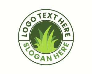 Lawn - Green Grass Badge logo design