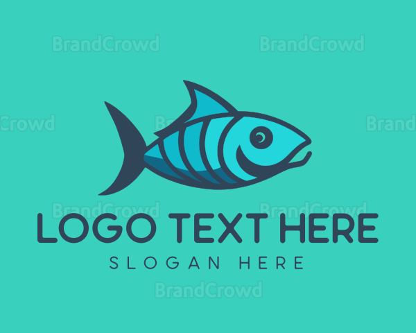 Blue Green Aquatic Fish Logo