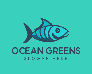 Blue Green Aquatic Fish logo design