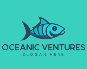 Blue Green Aquatic Fish logo design