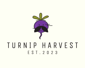Turnip - Farm Radish Mustache logo design