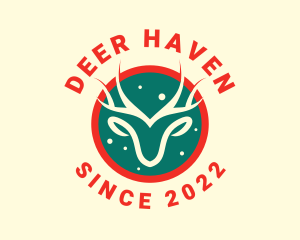 Christmas Deer Badge logo design