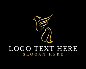 Flying - Elegant Golden Bird logo design