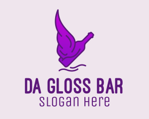 Liquor Bottle Wings  logo design