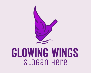 Liquor Bottle Wings  logo design