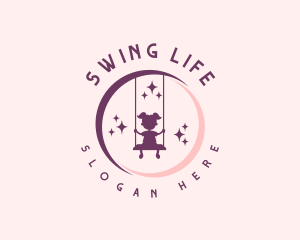 Swing - Moon Swing Girl logo design