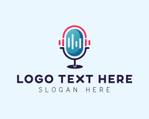 Broadcasting - Podcast Audio Microphone logo design