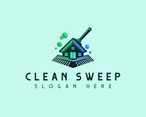 Cleaning Broom Wash logo design