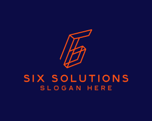 Six - Digital Number 6 logo design