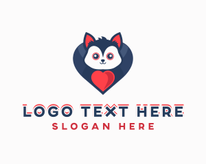 Heart - Cute Wolf Animal Shelter logo design