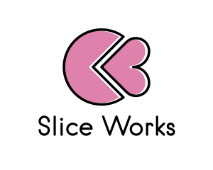 Slice - Heart Cake Slice logo design