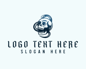 Skeleton - Snake Skeleton Skull logo design