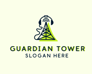 Radio Signal Headset  logo design