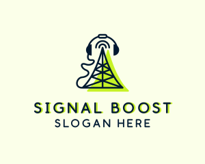 Radio Signal Headset  logo design