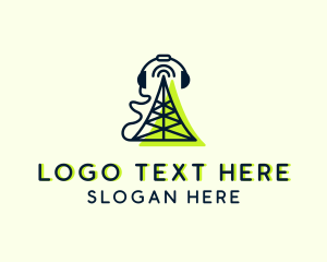 Podcast - Radio Signal Headset logo design