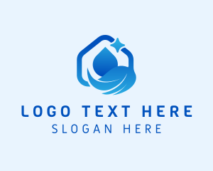 Water Drop - House Cleaning Broom logo design