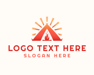 Hiking - Bonfire Tent Camping logo design