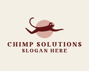 Chimpanzee - Jumping Wild Monkey logo design