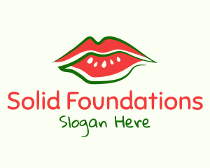 Watermelon Lipstick Lips Logo