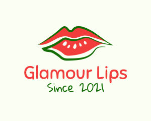 Lipstick - Watermelon Lipstick Lips logo design