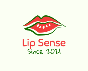 Watermelon Lipstick Lips logo design