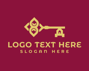 Property Management - Golden Luxury House Key logo design