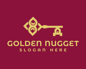 Golden Luxury House Key logo design