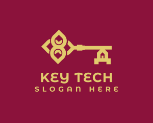 Golden Luxury House Key logo design