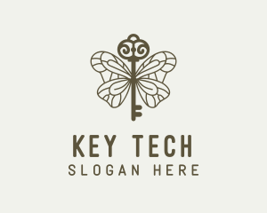 Luxury Butterfly Key logo design